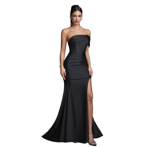 AOSHABABY Womens Gown Maxi Dress One Shoulder Lace Up Mermaid Black XL Formal